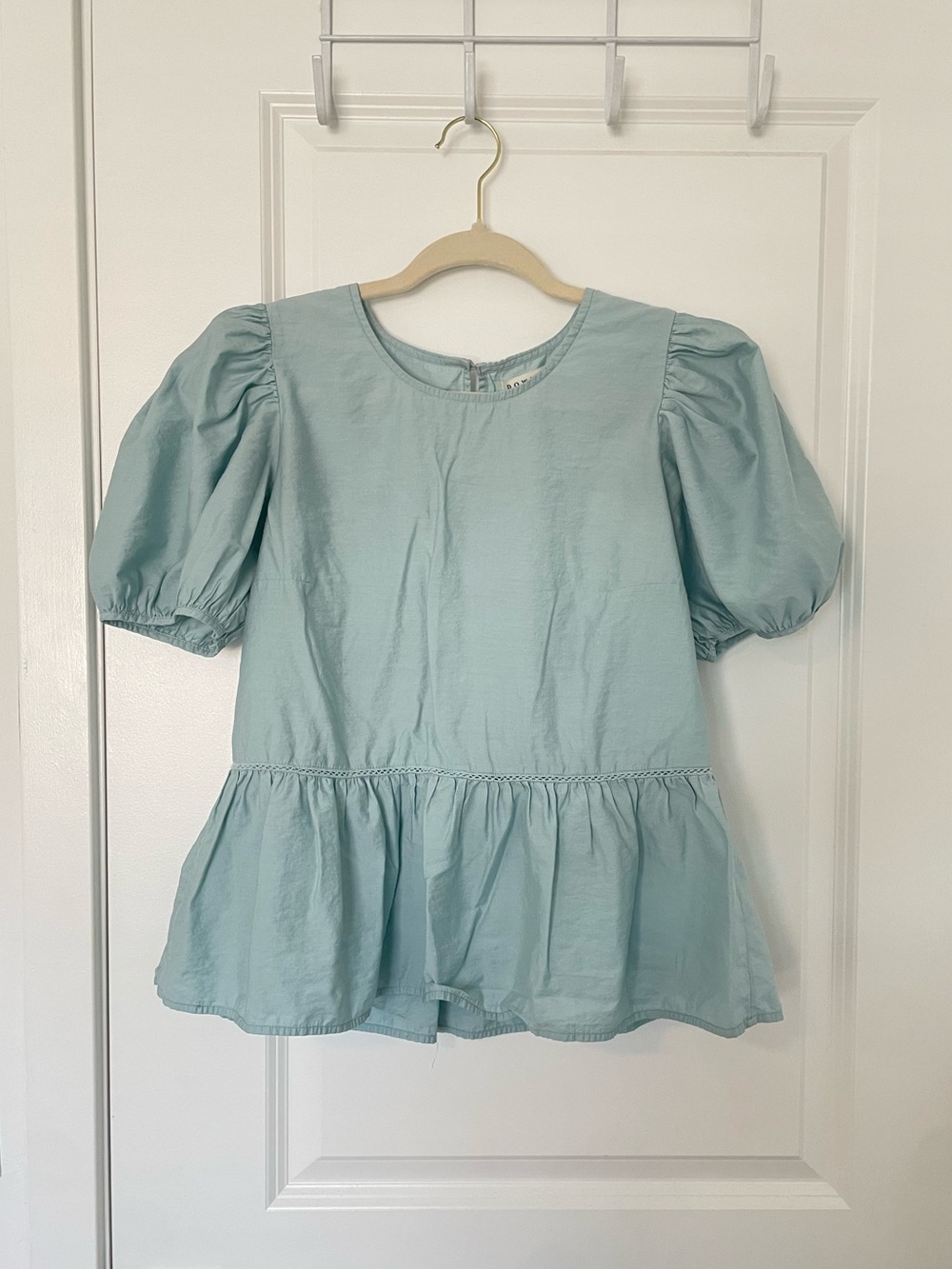 Light Blue Puff Sleeve Blouse
